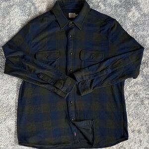 Faherty Legend Sweater Blue and Green Buffalo Plaid Button-Up Shirt XXL